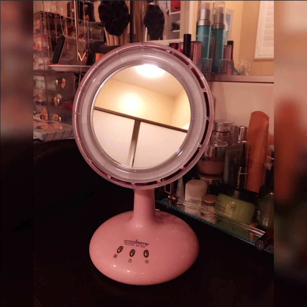 Make up mirror with led light and fan
